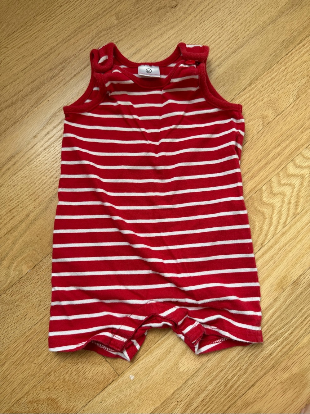 Hanna andersson red and white stripe size 3-6m/60cm romper organic cotton